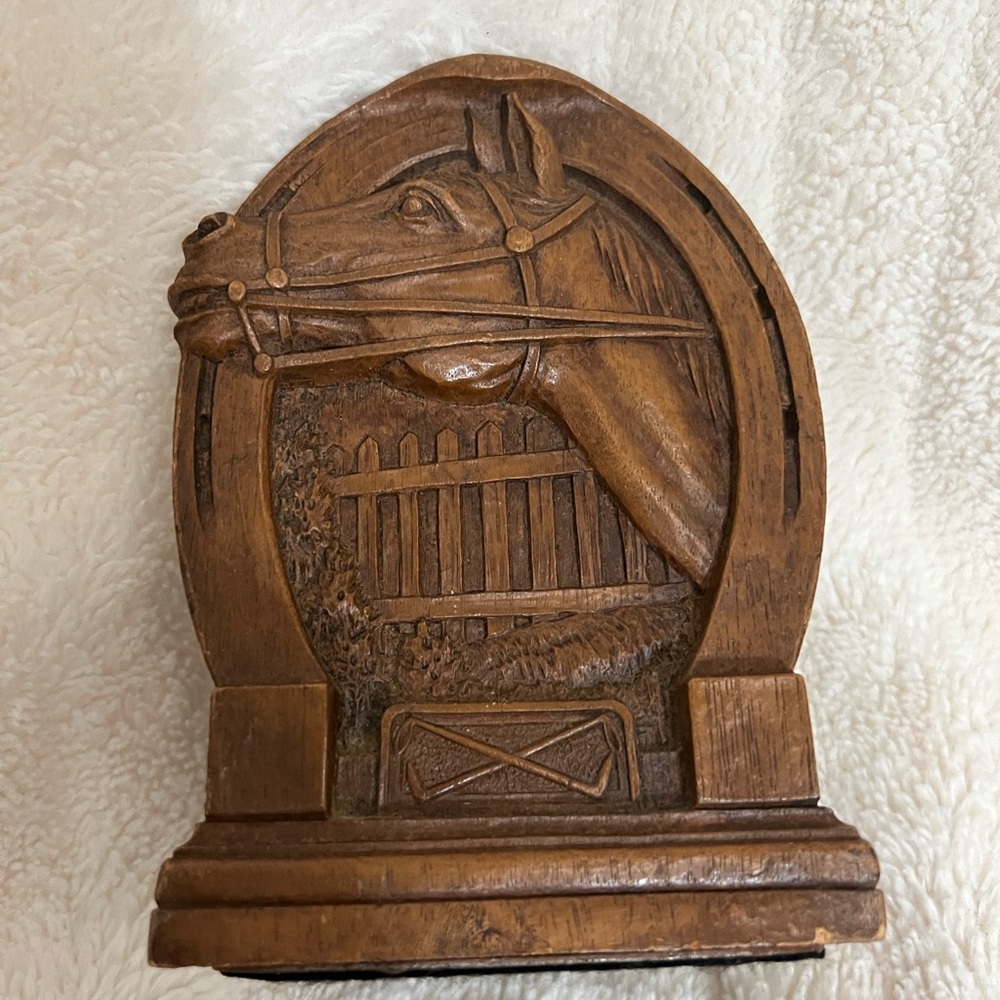 Wooden Horse Head Bookend